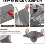 Pet Food Mat Grippymat Dog Bowl Mat, 24" L X 16" W, Grey | Placemat with Raised Edge for Indoor, Waterproof Silicone for Cat Kitty & Puppy