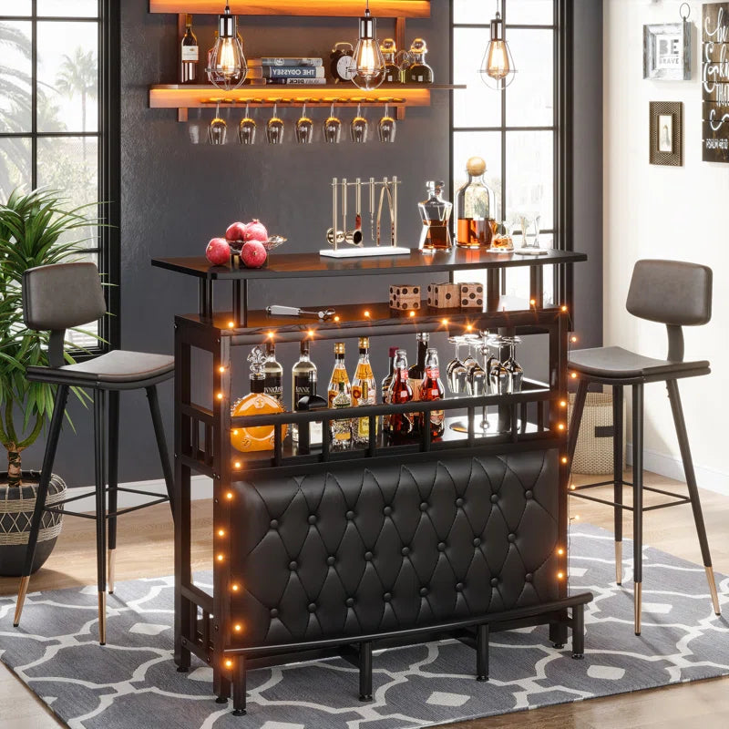 Home Bar Unit with Storage Shelves Bar Cabinet