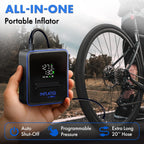 Inflatiq by  Tire Inflator Blue - Powerful, Award-Winning QWIKFLOW Technology with 2 Portable Power Options Included - Strong Vehicle Air Pump for Trucks, Cars, Motorcycles, Bicycles, Balls