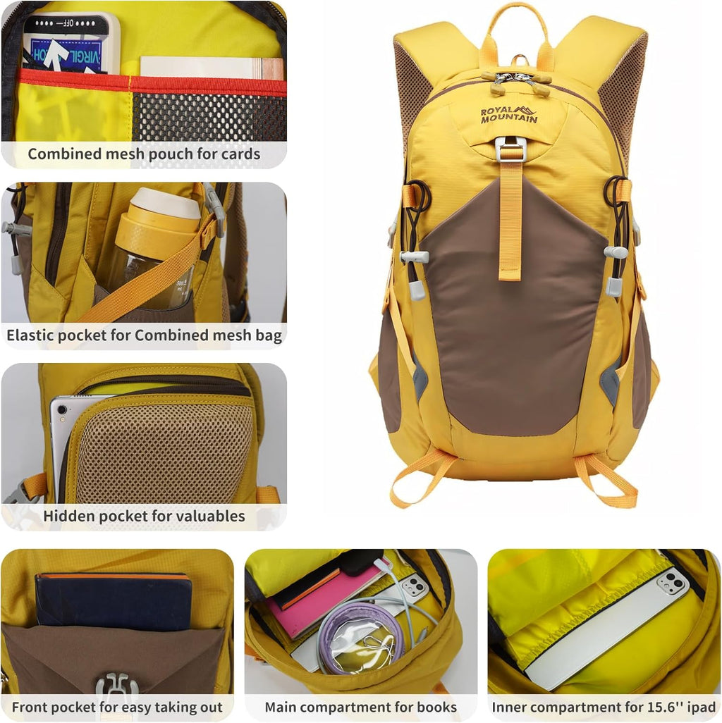 Small Hiking Backpack, 20L Lightweight Travel Backpacks for Men Women, Water Resistant Outdoor Day Pack, Ultralight Camping Daypack Backpacks Fit for Camping. (With Rain-Cover)