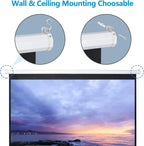 Projector Screen Pull down 80 Inch 16:9 HD Projection Screen Folding Home Theater Portable Indoor Outdoor Movie Screen