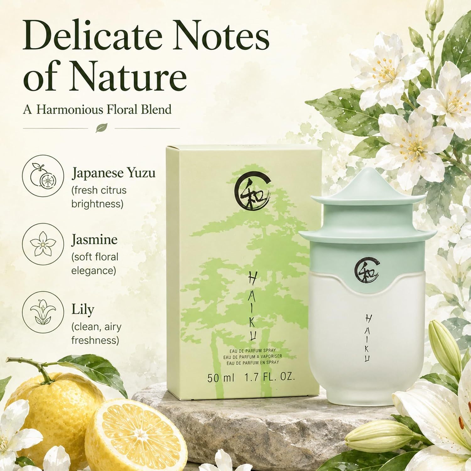 Haiku Eau De Parfum for Women – Nature Inspired Women’S Fragrances – Fresh Green Floral Long Lasting Perfumes for Women with Japanese Yuzu – 1.7 Fl Oz Womens Signature Perfume for Daily Zen Wear