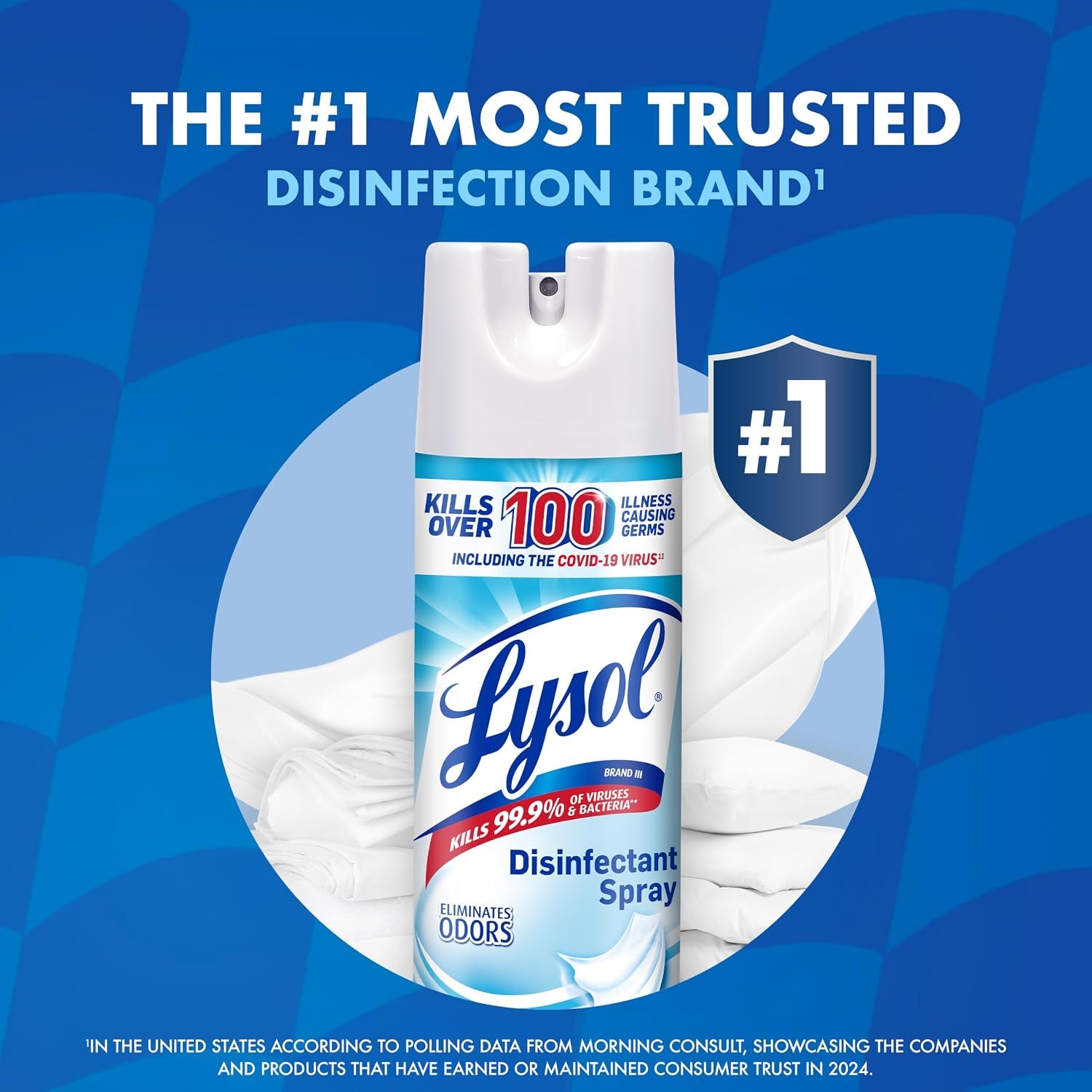 Disinfectant Spray, Household Cleaning Supplies, Disinfecting Multi-Purpose Room Spray, Antibacterial Sanitizer, Deodorizer, Kills Hantavirus, Crisp Linen, 19 Fl Oz (Pack of 2)