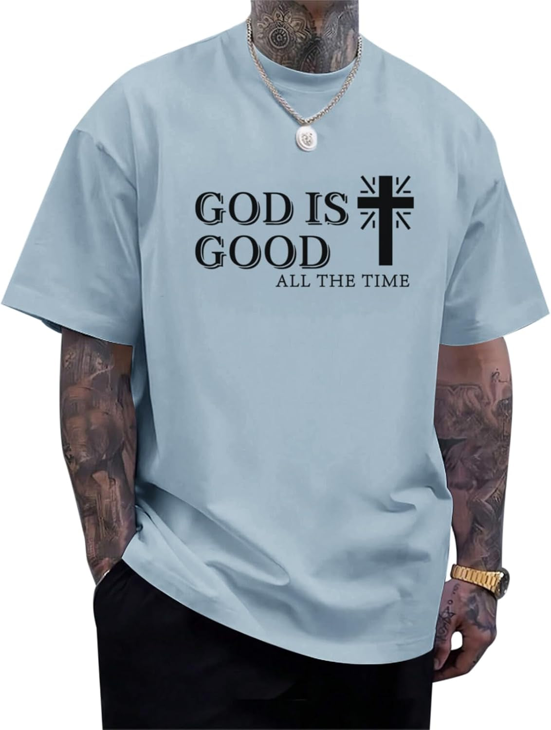 God Is Good Shirt Christian Jesus Cross T Shirts for Men Religious Faith Inspirational Vintage Oversized Graphic Tees