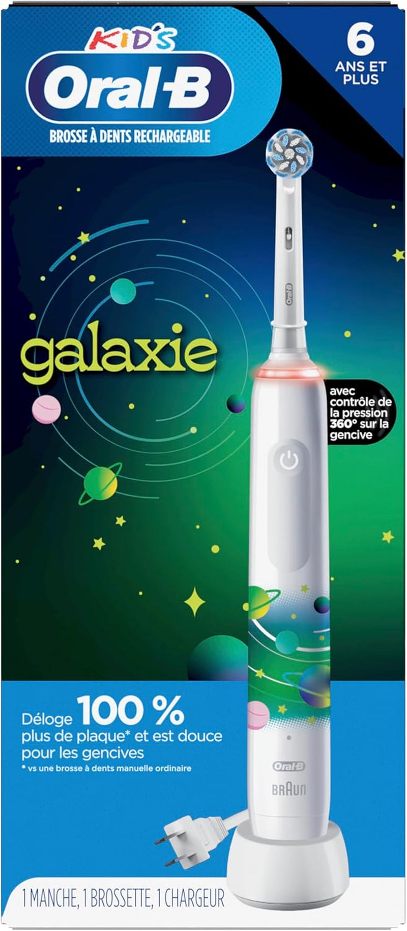 Kids Electric Toothbrush with Coaching Pressure Sensor and Timer, Rechargeable Toothbrush with Brush Head, Sparkle & Shine