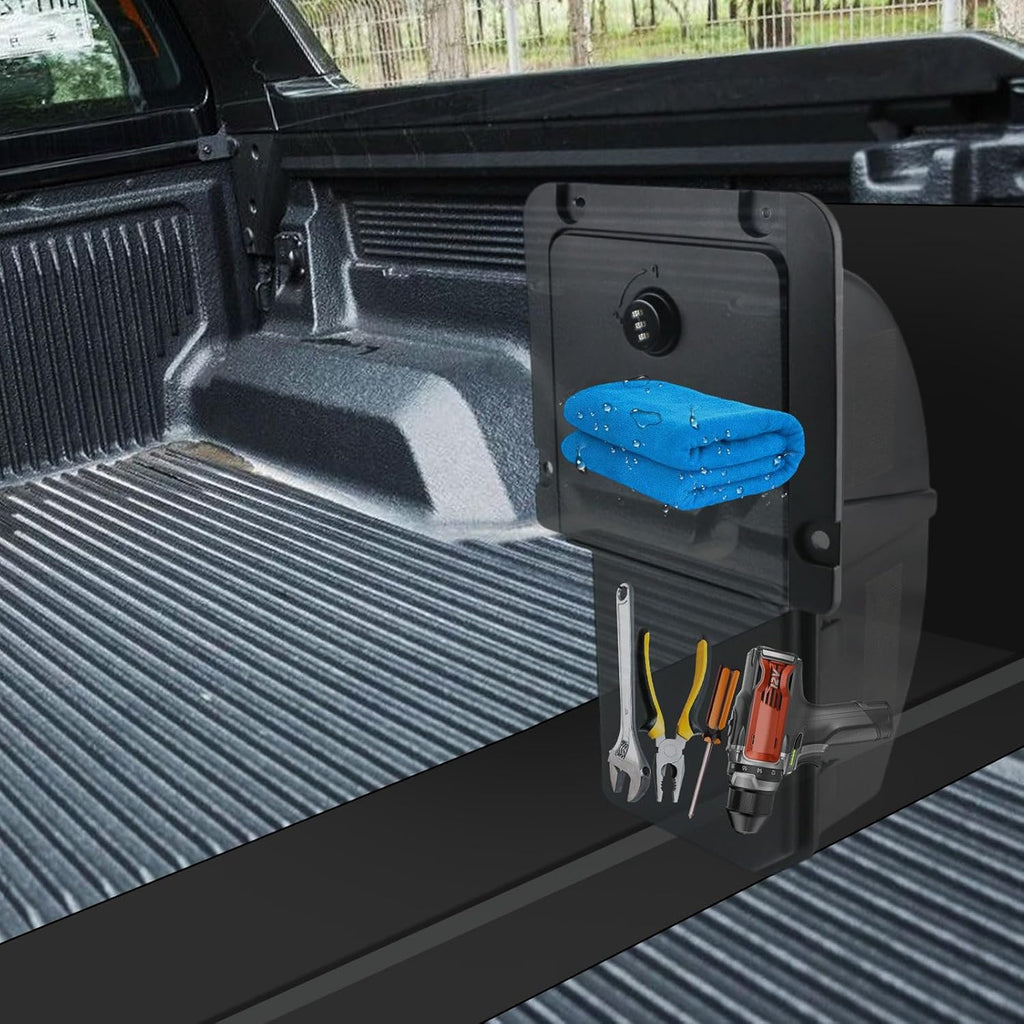 Bed Cargo Partition Storage Bin with Code Lock Compatible with Ford Maverick XL 2022 2023 2024 2025| Code Lock Security Rear Side-Mounted Storage Bin |ABS Cargo Partition Accessories