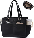 Laptop Tote Bag for Women with 3 Separate Pocket Work Bag with Large Cup Holder Computer Briefcase for Teacher Nurse