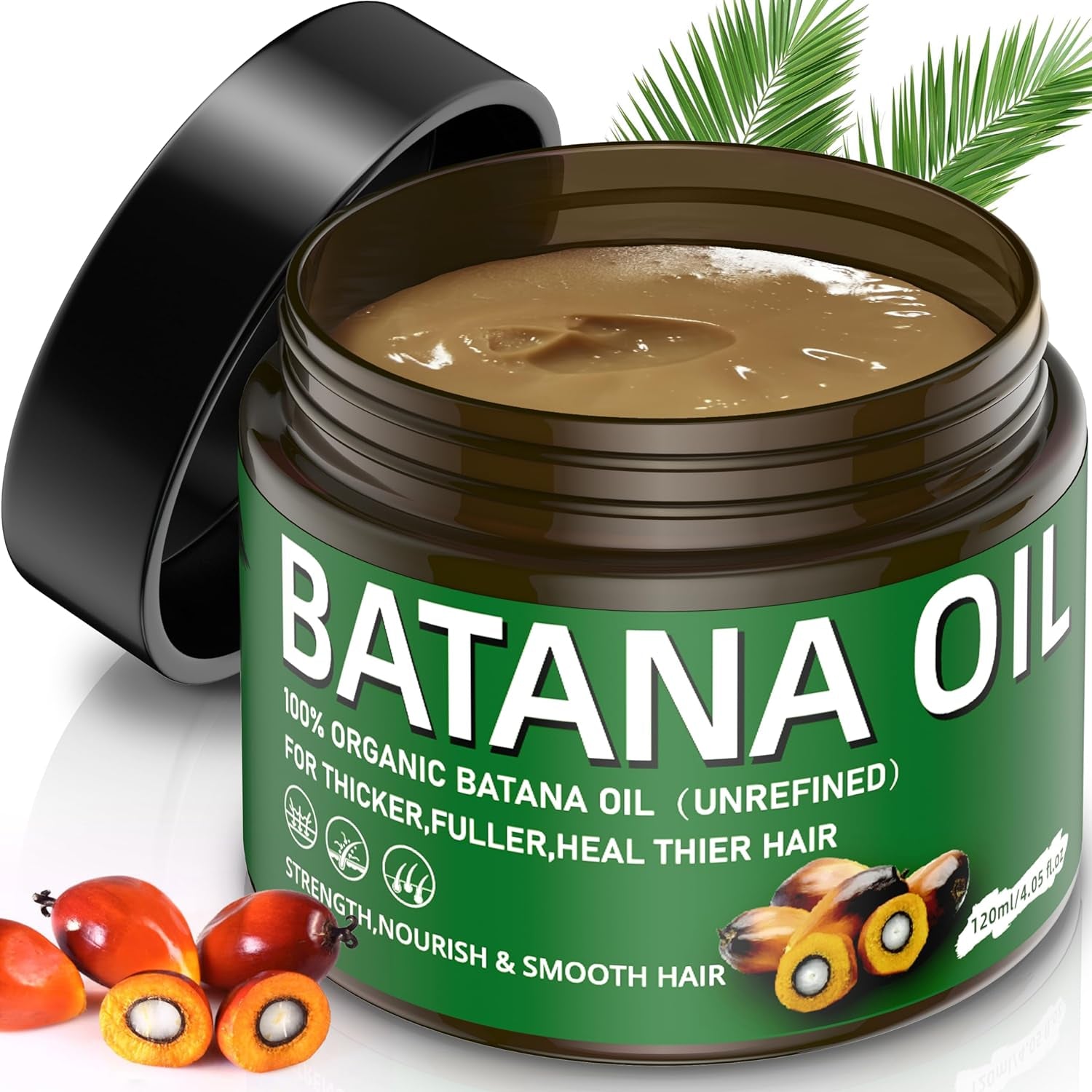 Raw Batana Oil for Hair Growth 100% Natural Raw and Pure Unrefined Batana Oil Dr. Sebi Organic Hair Oil,Prevent Hair Loss,Restores Damaged Hair and Scalp,Moisturize Scalp 4.05 OZ