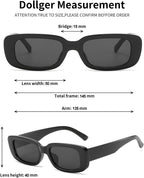 Rectangle Sunglasses for Women Men Trendy Y2K 90S Square Sun Shades UV400 | Retro Sunglasses for Rave Y2K Outfit Accessory Small Chunky Frame for Vacation Travel UV Protection Sun Glasses