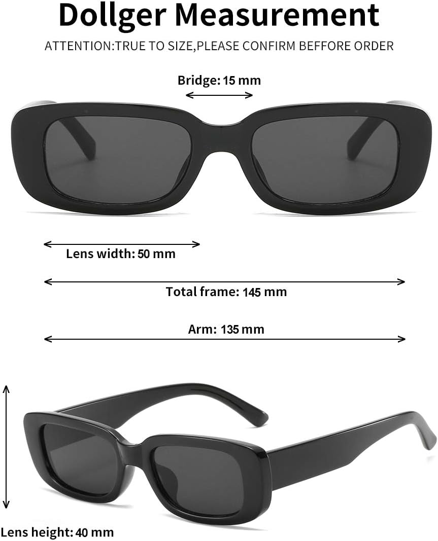 Rectangle Sunglasses for Women Men Trendy Y2K 90S Square Sun Shades UV400 | Retro Sunglasses for Rave Y2K Outfit Accessory Small Chunky Frame for Vacation Travel UV Protection Sun Glasses