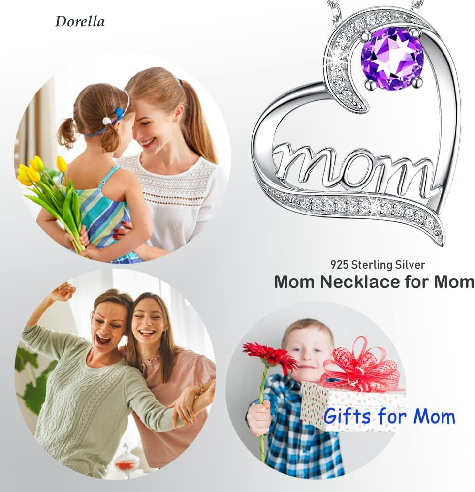Birthday Gifts for Women 925 Sterling Silver Mom Necklace August September Birthstones Necklace Peridot Blue Sapphire and More Stones Jewelry for Her Love Heart Pendant Necklace