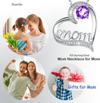 Birthday Gifts for Women 925 Sterling Silver Mom Necklace August September Birthstones Necklace Peridot Blue Sapphire and More Stones Jewelry for Her Love Heart Pendant Necklace
