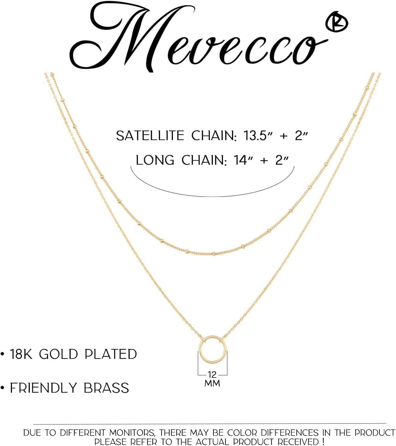 Dainty Pendant Layered Necklaces for Women | 18K Gold Plated Brass, 2-Piece Set with a Choker-Length Upper Layer, Wear Together or Separately, Refined Everyday Style