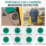 Portable Carbon Monoxide Detectors for Travel, Mini 3-In-1 Carbon Monoxide Monitor with Magnetic Suction, RV CO Detector Alarm Temp/Humidity Sensor, Rechargeable CO Monitor 120HR Standby