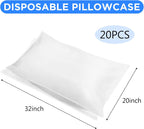 Disposable Pillow Cases, 20 Count, White, 32 X 20 Inches, Non Woven Fabric