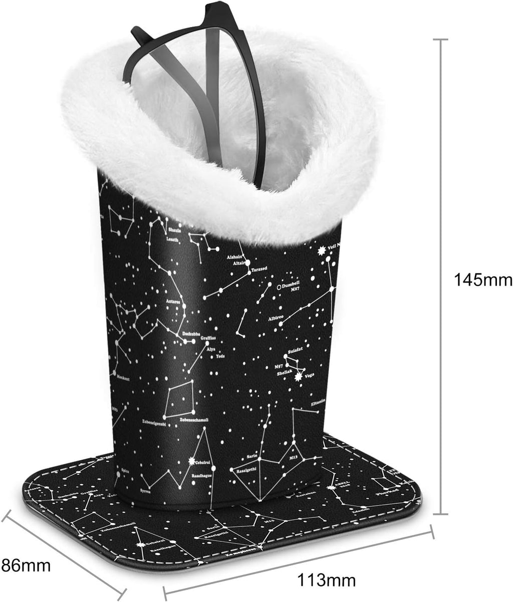 Plush Lined Eyeglasses Holder, Glasses Stand Case for Nightstand | Soft Plush Lining, Bedside Eyeglasses Holder, Office Desktop Organizer, Small Item Storage, Anti-Scratch