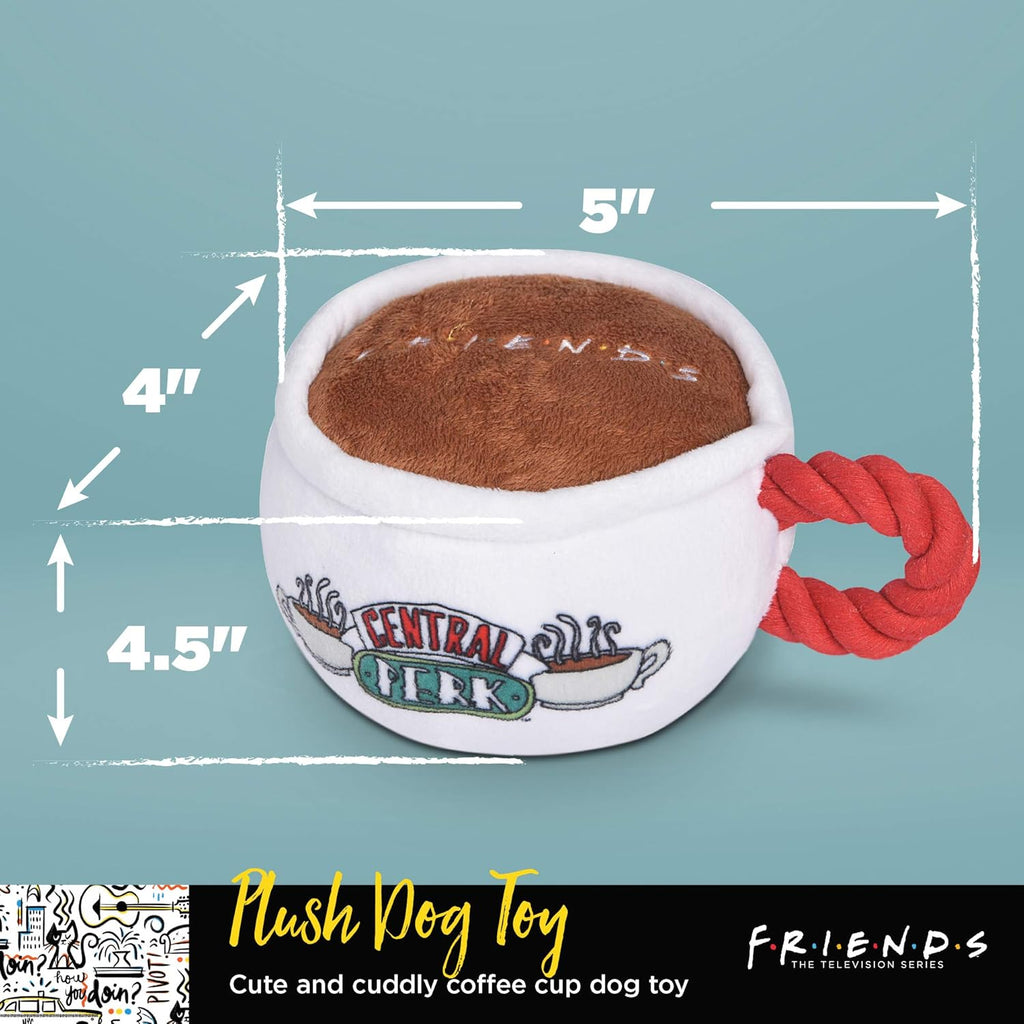 Friends TV Show Central Perk Coffee Cup Plush Dog Toy | Built-In Squeaker, Officially Licensed Friends Product, Iconic Coffee Cup Design, Hours of Fun for Fans