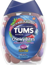 Chewy Bites Antacid Tablets for Chewable Heartburn Relief and Acid Indigestion Relief, Assorted Berries - 60 Count (Pack of 2)