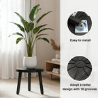 Wood Plant Stands Indoor, 3-Pack Single Plant Stand for 7-10 Inch Pots, Mid-Century Modern Plant Stool, Tall Plant Stand for Large Plants for Living Room, Balcony, Office (Black, 3-Pack)