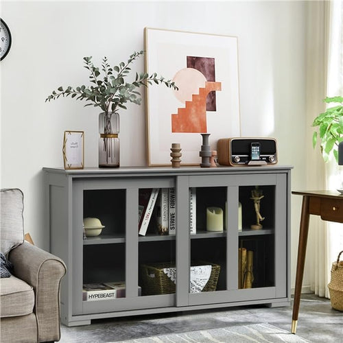 42" Small Buffet Sideboards Cabinet with Sliding Glass Door Home Furniture