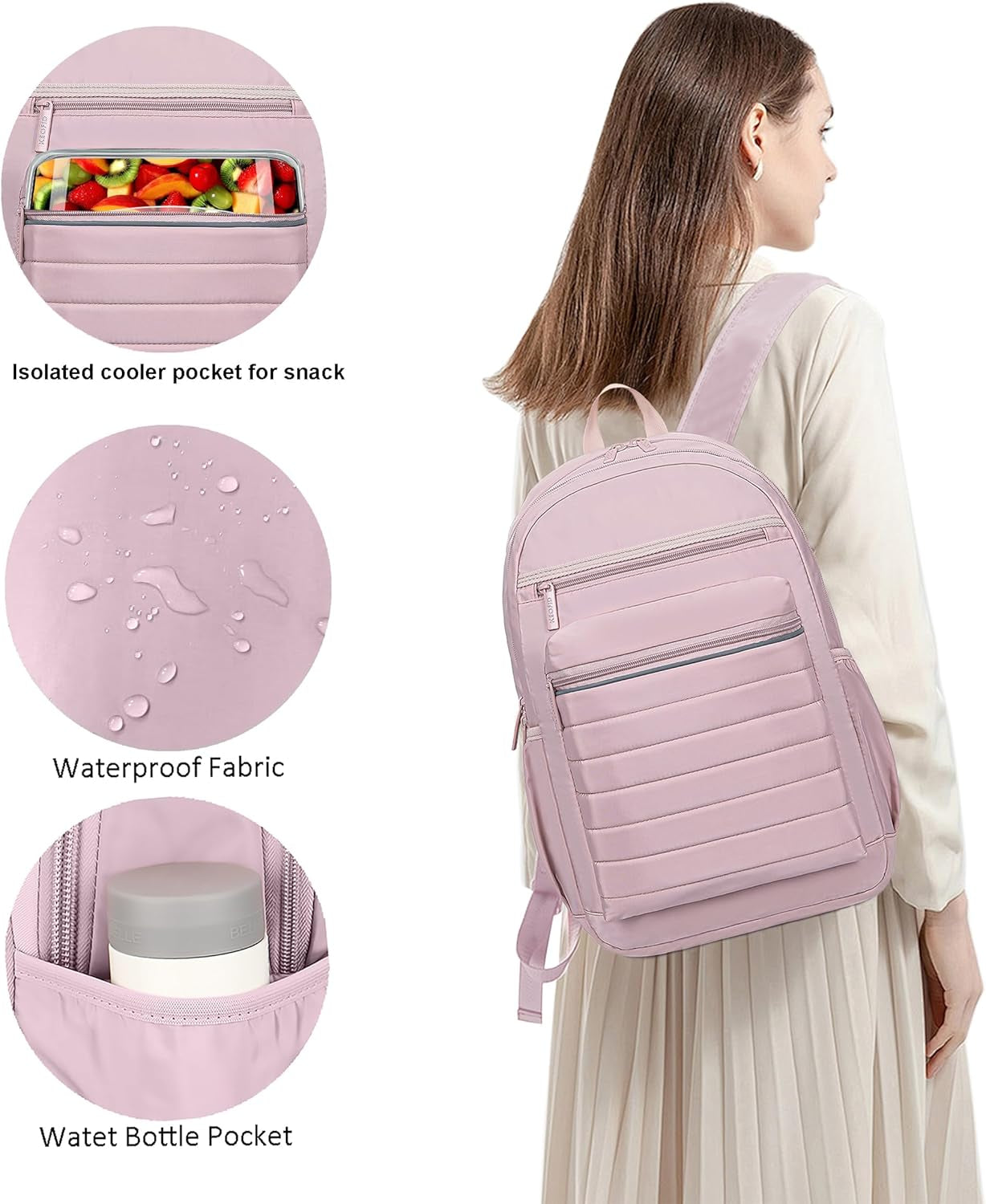 Travel Backpack for Women, Womens Work Backpacks, Backpack Purse, Back Pack for College Girls, Carry-On Travel Backpacks,Pink Bookbag (Light Pink)