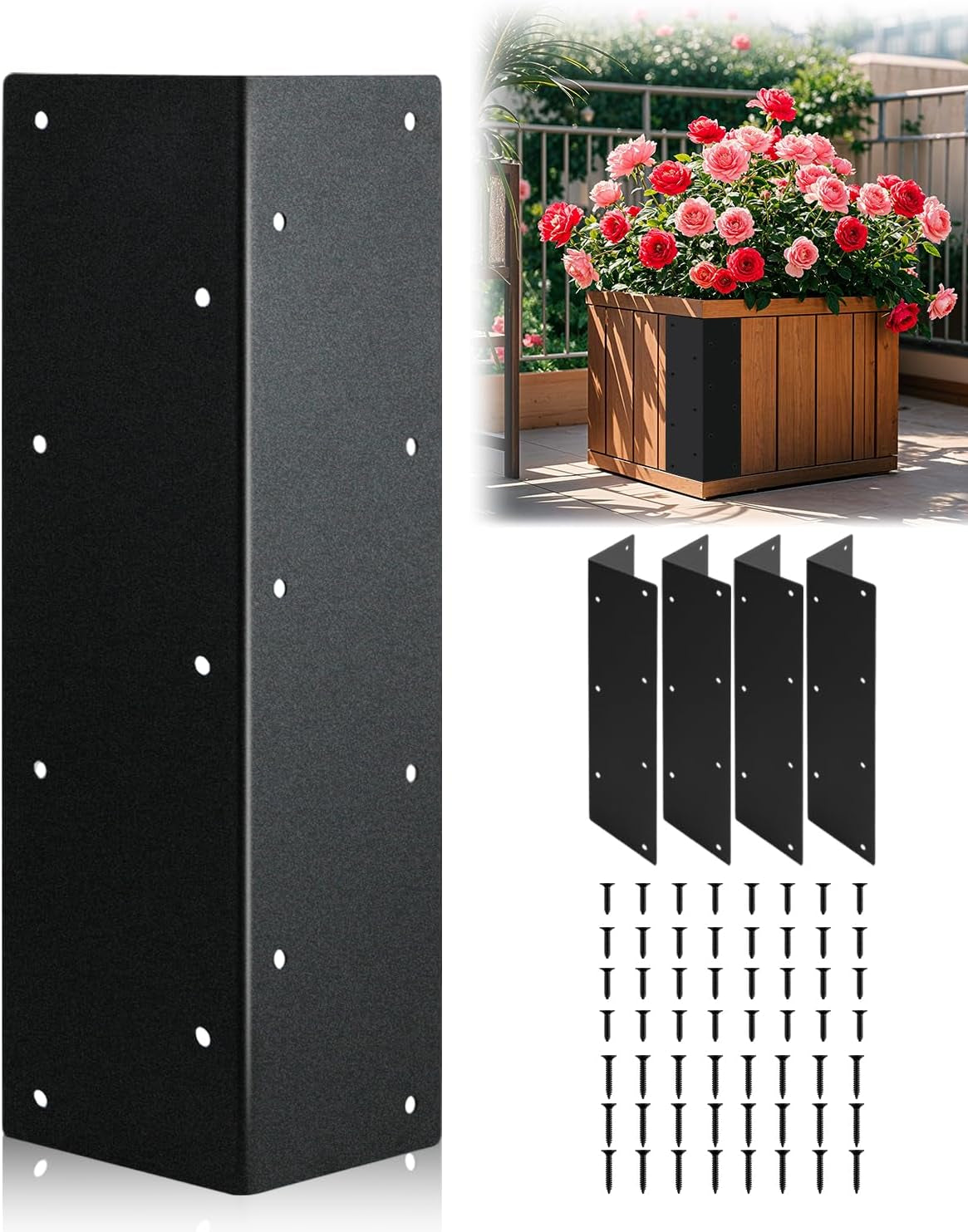 Stainless Steel Raised Garden Bed Corner Brackets, 4 PCS, 11" X 3" X 3" | Rustproof & Corrosion Resistance Garden Bed Supports 20"-24" Beds, Connectors for Vegetable Planter Garden, 11" X 3" X 3"