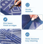 Outdoor Rug 5X8 Ft Waterproof, Reversible Plastic Straw Rug, Patio Rug, Outdoor Area Rug for RV Camping, Porch, Deck, Balcony, Backyard, Picnic, Beach, Garden, Camper, Blue & White