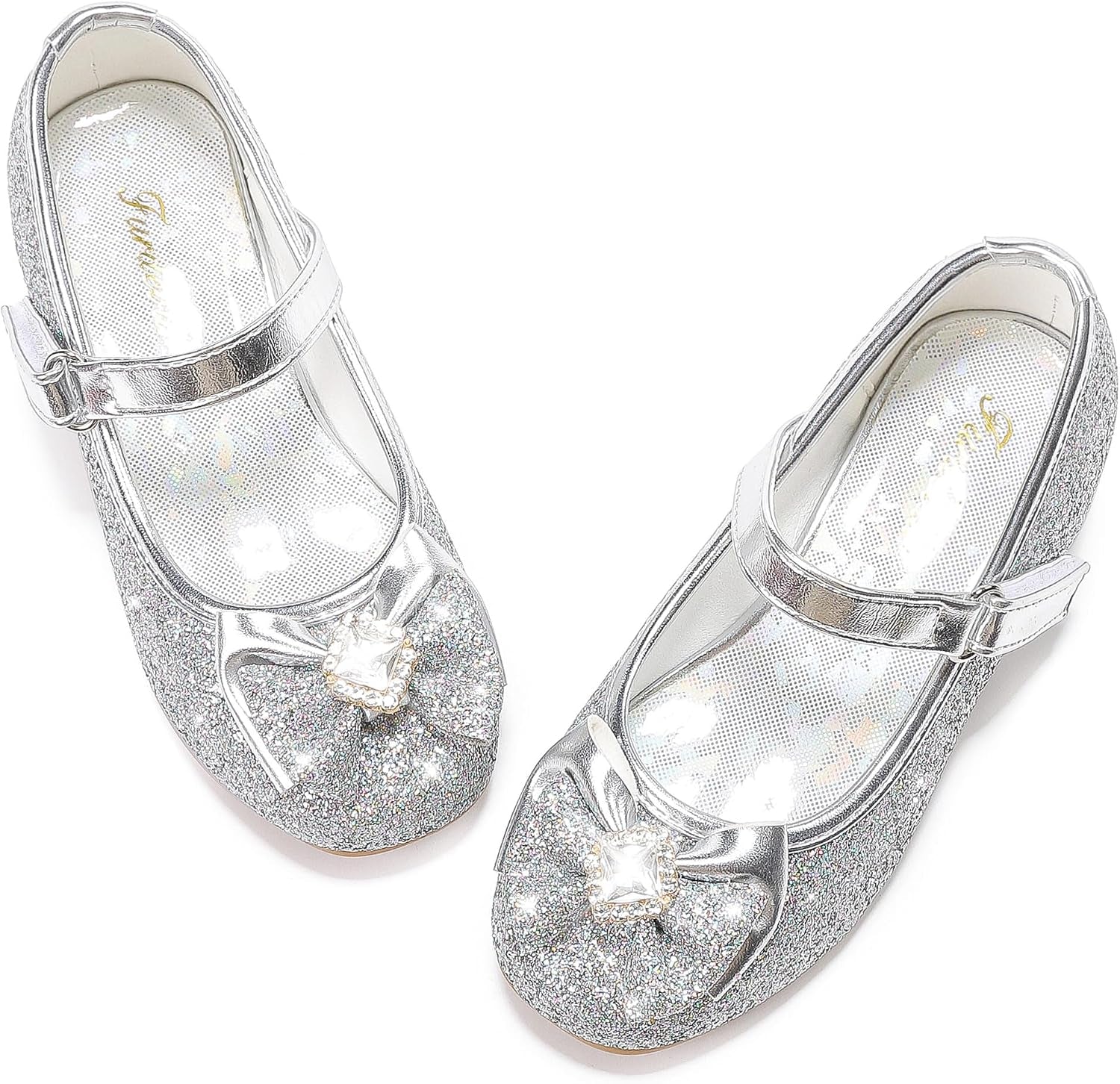 Girls Dress Shoes Mary Jane Wedding Flower Bridesmaids Heels Glitter Princess Shoes for Kids Toddler