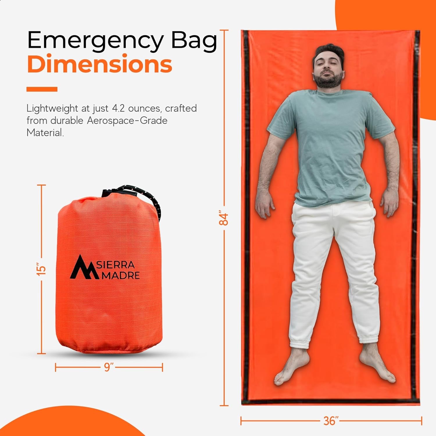 Emergency Sleeping Bag, Waterproof Thermal Bivy Sack | Retains 90% Body Heat • Reusable Design • Weighs 6 Oz • Waterproof & Windproof • for Hiking & Emergency Kits