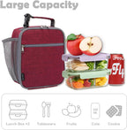 Kids Lunch Box Insulated Soft Bag Mini Cooler Back to School Thermal Meal Tote Kit for Girls, Boys, Red
