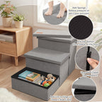 Wider Dog Ramp for High Bed with Storage, Foldable Dog Stairs | 18" H Dog Step for Small Medium Large Older Senior Animal, for Climbing Bed or Couch, Arthritis-Friendly (Gray, No Condo)