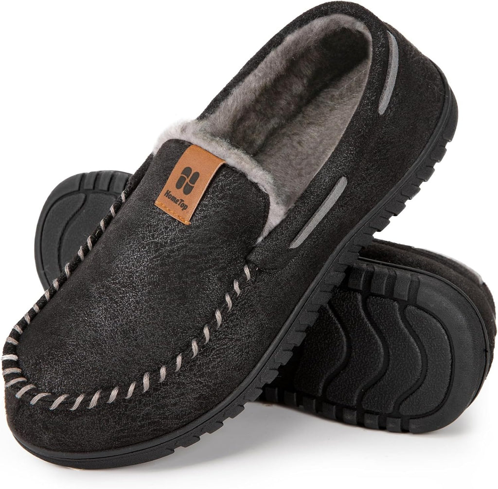 Men'S Suede Memory Foam Moccasin Slippers Warm Lining House Shoes | Gifts,Non-Slip,Breathable,Indoor and Outdoor,Lightweight,Supportive,Chic Bow Detail