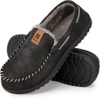 Men'S Suede Memory Foam Moccasin Slippers Warm Lining House Shoes | Gifts,Non-Slip,Breathable,Indoor and Outdoor,Lightweight,Supportive,Chic Bow Detail