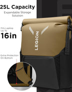 Legion Gaming Laptop Backpack GB500, Expandable Capacity up to 25L, Fits 16-Inch Laptops, Water Resistant