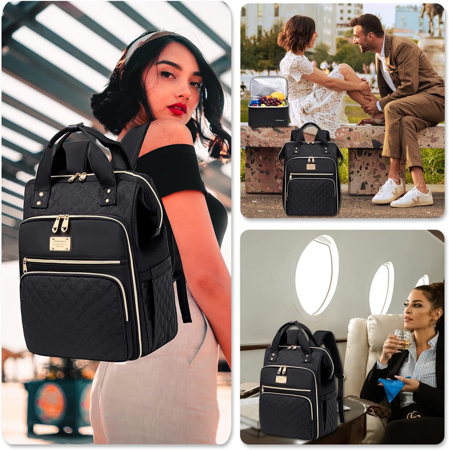 Lunch Backpack for Women,15.6 Inch Laptop Backpacks for Womens Back Pack, Travel Backpacks,Work Backpack for Women (Black)
