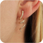 Gold Snake Earrings for Women Dainty Gold Snake Stud Earrings Trendy Serpent Animal Ear-Rings Medusa Costume Jewelry Accessories
