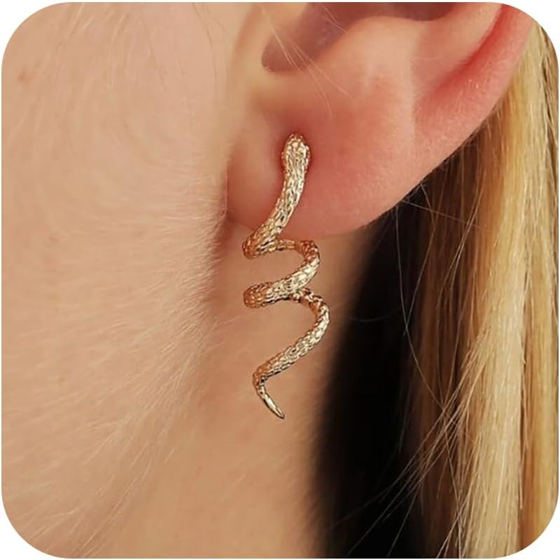 Gold Snake Earrings for Women Dainty Gold Snake Stud Earrings Trendy Serpent Animal Ear-Rings Medusa Costume Jewelry Accessories