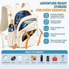 15L Hiking Backpack Lightweight Travel Backpacks Water-Resistant Daypack Fits Cycling Helmets for Men Women for Daily Outdoor Camping, Beige
