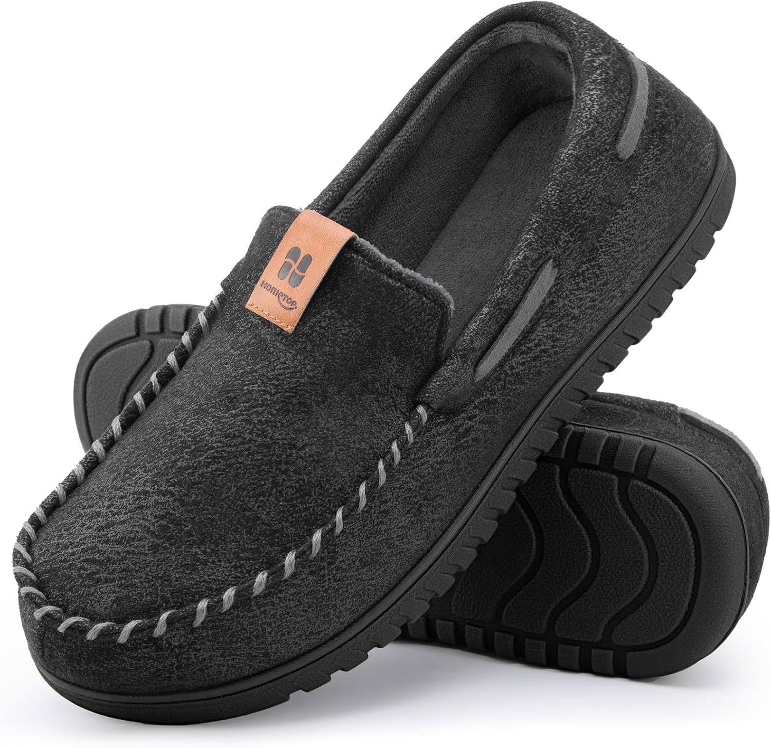 Men'S Suede Memory Foam Moccasin Slippers Warm Lining House Shoes | Gifts,Non-Slip,Breathable,Indoor and Outdoor,Lightweight,Supportive,Chic Bow Detail
