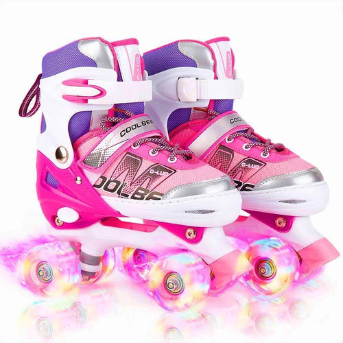 Adjustable Roller Skates for Girls and Women, All 8 Wheels of Girl'S Skates Shine, Safe and Fun Illuminating for Kids