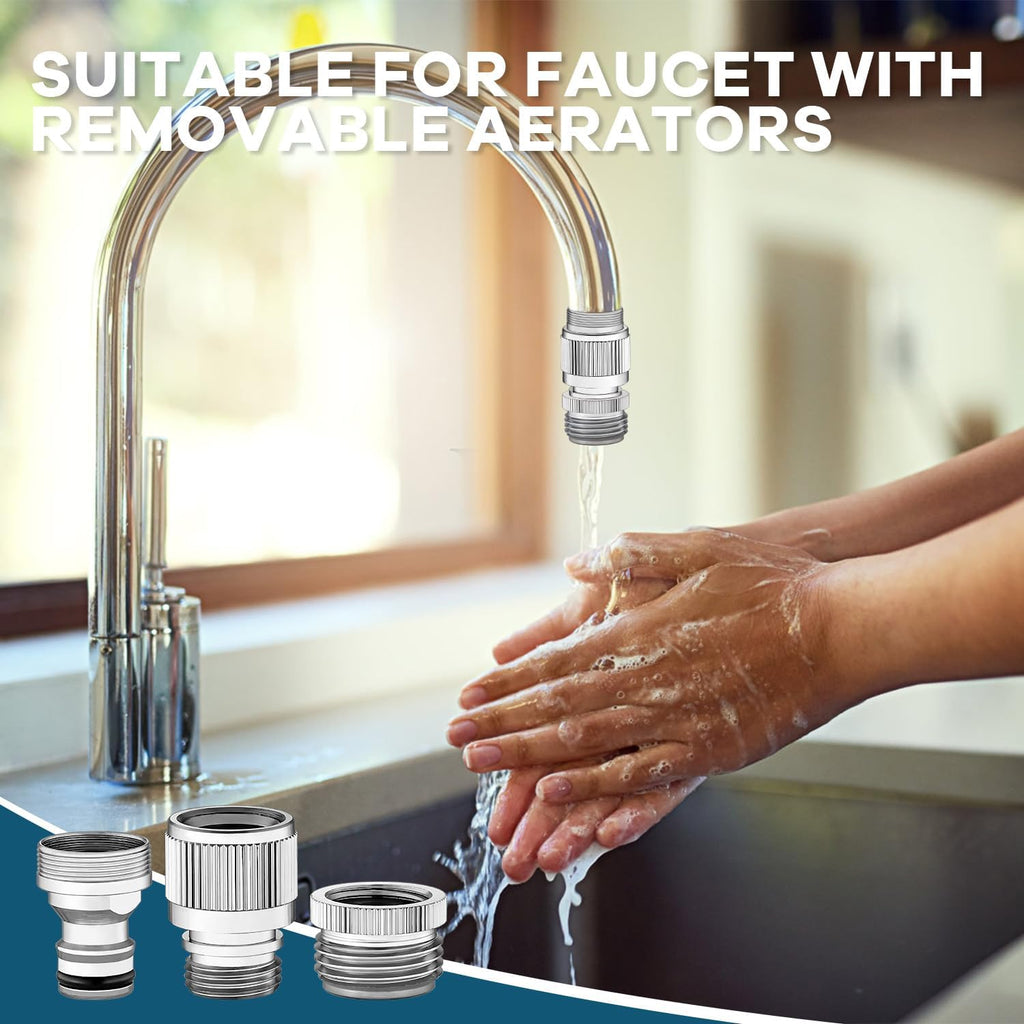 Sink Faucet Quick Connector - Faucet to Hose Adapter for Kitchen/Bathroom Connect Shower Hose, Garden Hose, Portable Washing Machine, Pet Bathing Durable Chrome Finish (Faucet Adapter)
