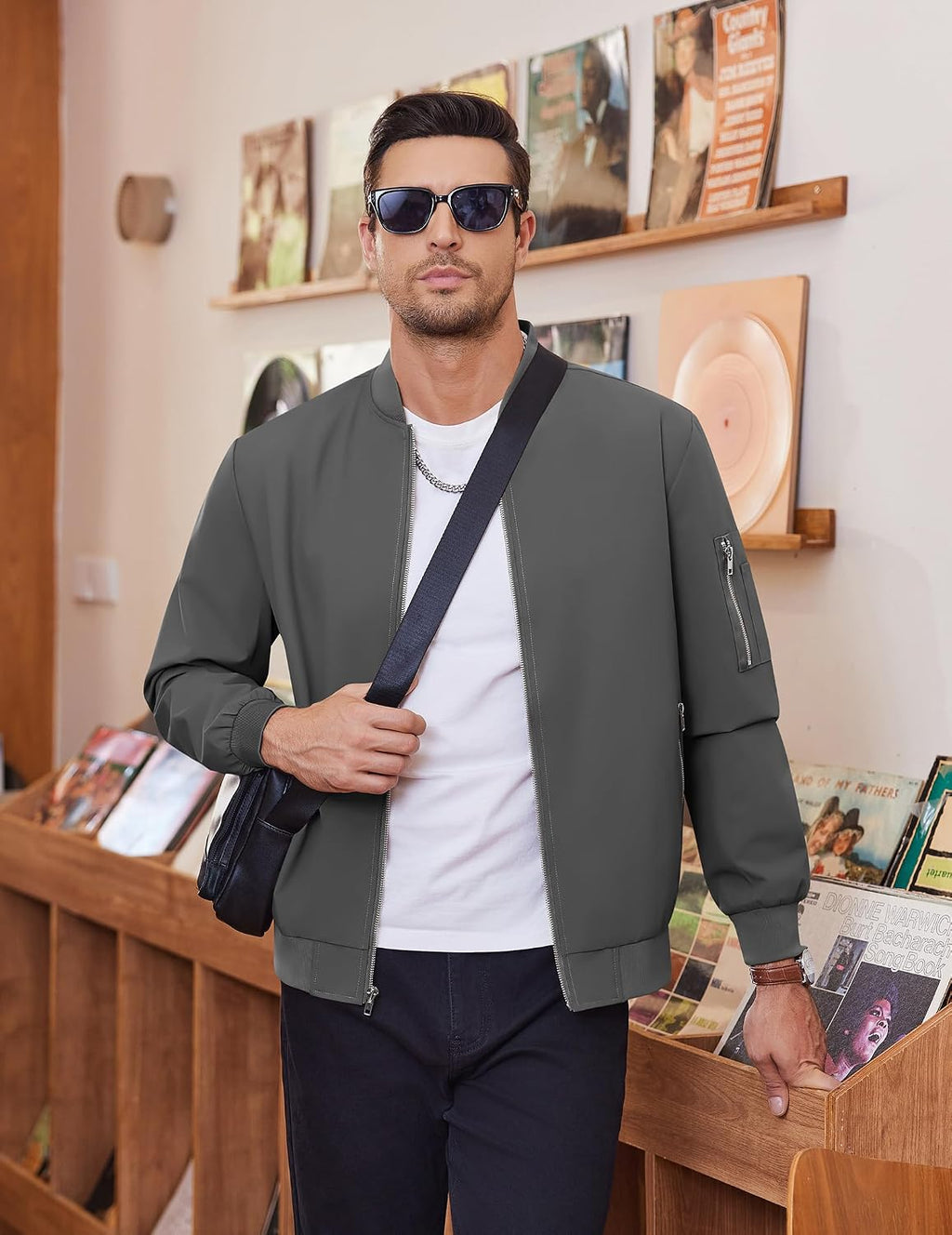 Men Bomber Jacket Lightweight Casual Fashion Stylish Windbreaker | Zip up Bomber Jacket, Water & Wind Proof Jacket with Zip Pocket, Fashion Stylish Lightweight Windbreaker for Spring Fall