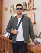 Men Bomber Jacket Lightweight Casual Fashion Stylish Windbreaker | Zip up Bomber Jacket, Water & Wind Proof Jacket with Zip Pocket, Fashion Stylish Lightweight Windbreaker for Spring Fall