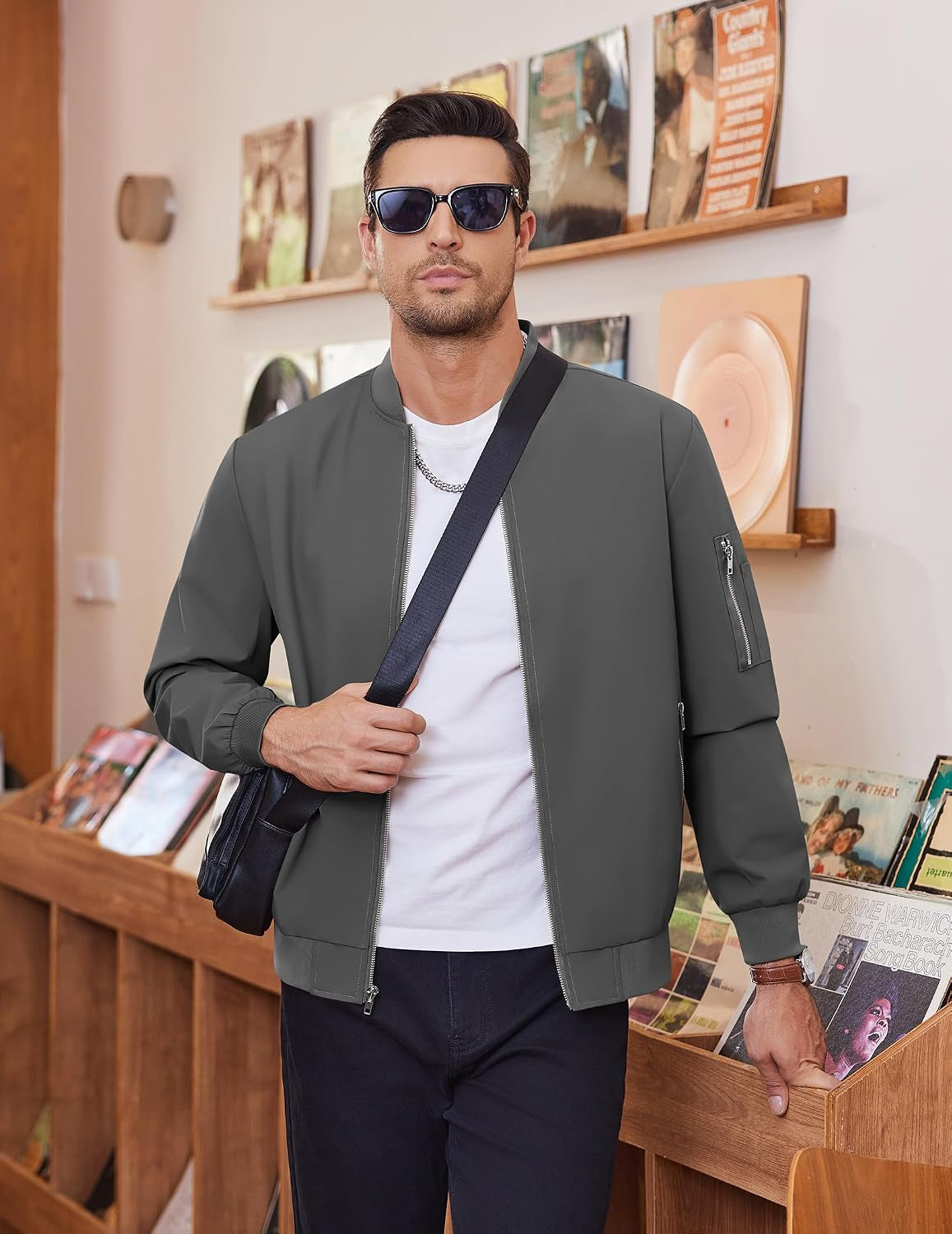Men Bomber Jacket Lightweight Casual Fashion Stylish Windbreaker | Zip up Bomber Jacket, Water & Wind Proof Jacket with Zip Pocket, Fashion Stylish Lightweight Windbreaker for Spring Fall