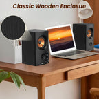 Active Bookshelf Speakers, 50W BT Home Speakers, 3’’ Woofer, 1’’ Silk Dome Tweeter PC Speakers, RCA Speakers for Desktop/Turntable/Tv, Bass & Treble Adjustable, Headphone Port for Gaming