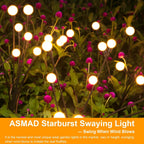 Solar Garden Lights, 6 Pack 48 Leds Solar Outdoor Lights, Firefly Lights for Patio Pathway Outdoor Decor, Big Bulb, Unique Gifts for Women, Gifts for Grandma