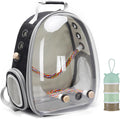 Bird Traval Carrier Cage, Clear Space Capsule Astronaut Backpack to Carry Parakeet Cockatiel Parrot with Metal Tray Bird Feeder Wood Perch, Vet Transport Bag