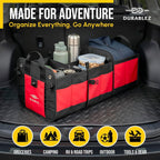 XL Trunk Organizer 3-Section Modular – Extra Large Car Storage for Groceries & Travel Gear, Multi-Compartment Foldable Cargo Bin – Red