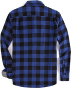 Mens Button down Regular Fit Long Sleeve Casual Flannel Shirts | Soft Washed Cotton Blend,Dual Buttoned Storage Pockets,Multi-Season Wear,Washable,Nice Present for Male Relatives