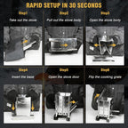 Survival Stove for Camping Cooking, Portable Wood Burning Stove, Stable Stainless Steel Foldable Camp Stove, Emergency Outdoor Cooking Stove No Gas Required, Compact Bushcraft Stove